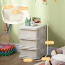 HOMCOM 3 Drawers Plastic Storage Units, 3 Tier Kids Storage Units, Children Toy Chest for Nursery, Playroom, Bedroom, Cream image 3