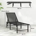 Outsunny Sun Loungers for Garden Set of 2, 5-Level Adjustable Reclining Sun Lounger Chairs, Flat Garden Lounger Sunbed with Texteline Seat, Steel Frame for Patio, Beach, Black image 2