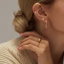 Ever Faith 3 - pair Dangle Huggie Earrings Set Dainty Hoop Spike and Stud Earrings with Cubic Zirconia image 4