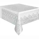 Unique Plastic Table Cover, White Lace, 1.37 x 2.74m image 0