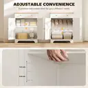 HOMCOM Kitchen Floor Cabinet Side Storage Cupboard Multi-use Sideboard Table with Solid Wood Top, Adjustable Shelf,Drawer for Dining Room, Living Room,Hallway image 5