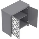 Galano Iris 2 Door Sideboard – Storage Cabinet for Living Room & Kitchen – Space Saving Side Unit with Arylic Mirror Doors, Modern Side Board Organizer - Grey image 0