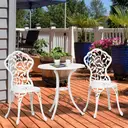 Outsunny 3 Pcs Aluminium Bistro Set Garden Furniture Dining Table Chairs Antique Outdoor Seat Patio Seater White image 1