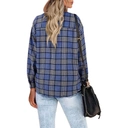 Women's Long Sleeve Plaid Shirts Flannel Collared Button Down Shacket Casual Rolled Up Boyfriend Blouse Tops (blue, M) image 1