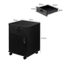 Mobile File Cabinet with Lockable Drawer & Door, Under Desk Rolling Filing Cabinet with 4 Wheels, Wooden Stationery Storage Cabinet for Home Office Black image 8