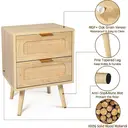 GRAVFORCE Bedside Table Set of 2 Modern Side End Table with Drawers Slim Bedside Tables for Bedroom Living Room Solid Wood Legs 2 Drawer image 4