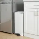 SONGMICSHOME  Trash Can, 8-Gallon Trash Bin, Stainless Steel Kitchen Garbage Can, White image 3