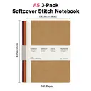 Jubiluu Lot de 3 carnets A5 à couverture souple 50 feuilles avec papier 80 g - Kraft minimaliste image 3