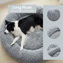 SONGMICS Fluffy Dog Bed, Cat Bed, Doughnut Cushion, Washable, Removable Padding in the Middle, Long Plush, 100 cm Diameter, Ombre Grey image 3