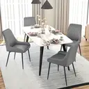 HOMCOM Set Of 2 Quilted PU Leather Dining Chairs with Metal Frame 4 Legs Foot Caps Home Seating Modern Stylish Executive Grey image 7