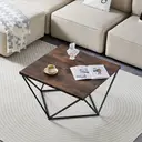 CLIPOP Square Coffee Table for Living Room, Industrial Wooden Sofa Side Table with Metal Frame, Centre Table 80x80x46cm Rustic Brown image 1