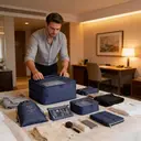 VoxorAI Navy Blue Travel Bag, Clothing Storage Bag, Toiletry Bag, Travel Organization Set (8 Pieces) image 1