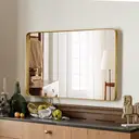 Melodieux Gold Bathroom Vanity Mirror for Wall, 60x90 cm Metal Framed Wall Mirror Rectangle, Decorative Mirror for Bedroom Living Room Entryway Horizontally or Vertically image 0