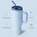 Bottle Bottle 40 oz Stainless Steel Vacuum Insulated Tumbler with Handle and Straw, Blue image 1