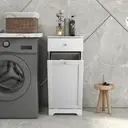 HOMCOM Bathroom Laundry Cabinet, Bathroom Cabinet with Laundry Basket and Drawer, 40 x 40 x 90.5cm, White image 6