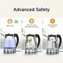 Cuisync 1.7L High Borosilicate Glass Electric Kettle, 2200W High Power Fast Boiling, 304 Stainless Steel Base, 360° Rotating Base, Household Electric Kettle (FY-788) image 5