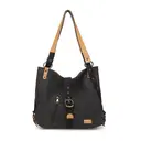 Kono Canvas Convertible Shoulder Bag, Large Capacity 2-in-1  Tote with Backpack Straps for Work, Travel and School Black image 0
