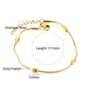 18K Gold Plated Stainless Steel Oval Bead Charm Bracelet, Minimalist Dainty Link Chain for Women (17+3cm) image 1