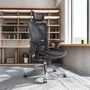 Sihoo M57 Chaise de bureau ergonomique en mesh avec soutien lombaire réglable, accoudoirs 3D, dossier haut respirant, noir image 4