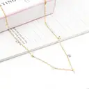 18K PVD Gold Stainless Steel Station Necklace, 4mm Round Cubic Zirconia Dainty Choker image 1
