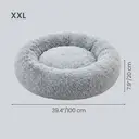 SONGMICS Fluffy Dog Bed, Cat Bed, Doughnut Cushion, Washable, Removable Padding in the Middle, Long Plush, 100 cm Diameter, Ombre Grey image 6