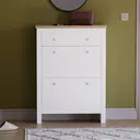 Vida Designs Shoe Cabinet Arlington 2 Doors 1 Drawer White/Oak Effect image 0