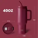 Bottle Bottle 40oz Tumbler with Straw and Lid, Insulated Travel Mug, 1180ml Stainless Steel Car Coffee Cup with Handle for Gifts, Parties, Office (Red) image 3