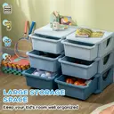 HOMCOM 6 Drawers Plastic Storage Units, 3 Tier Kids Storage Units, Children Toy Chest for Nursery, Playroom, Bedroom, Blue image 5