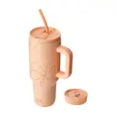 Bottle Bottle 40 oz Stainless Steel Vacuum Tumbler with Handle and Straw, Yellowflower image 0