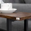 HOMCOM Table d'appoint bout de canapé table d'entrée avec porte-revues strucuture en acier design industriel - 49 x 19 x 55 cm noir marron foncé image 3