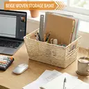 Lot de 3 boîtes de rangement tendance en papier tressé et cadre métallique, paniers de rangement cubiques durables, structure doublée image 1