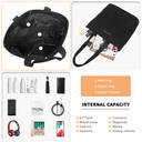 Miss Lulu Large Capacity Canvas Tote Bag, Waterproof Wear-Resistant Shoulder Bag for Shopping School Travel Black image 2
