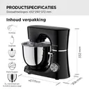 AUCMA staande mixer, 6 liter, 6 snelheidsstanden, kantelbare kop, 3-in-1 staande mixer met mengkom, deeghaak, garde en menghaak, mixer voor bakken, taart, brood, pizza, gebak, pasta en de meeste huishoudelijke koks, 450 W DC-motor van zuiver koper (6 liter, zwart) image 10