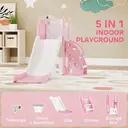 AIYAPLAY Kids Slide, 5 in 1 Toddler Slide Set with Basketball Hoop, Outdoor & Indoor Frog Theme Playset with Climbing Frame, Telescope, Storage Box for Toddlers Ages 1-3, Pink image 5