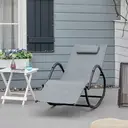 Outsunny Zero Gravity Rocking Lounge Chair Rattan Effect Patio Rocking Chair w/ Removable Pillow Recliner Seat Breathable Texteline - Grey image 1