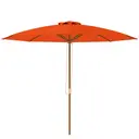 Outsunny 3(m) Garden Parasol, Pulley Operated Patio Umbrella, Wooden Parasol, Table Market Umbrella with Rope Pulley Mechanism and 8 Ribs, Orange image 0