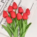Wei's Moment 7Pcs Artificial Tulips Flowers 
Fake Flowers Latex Tulips Real Touch for Party Home Wedding Decoration and DIY Decor, Multicolor Red image 0