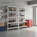 SONGMICSHOME  5-Laags Stellingkasten Set van 2, Stalen Opbergrek voor Garage, Schuur, 30 x 75 x 150 cm, Zilver image 3