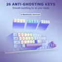 ET Clavier de jeu tri-mode 100 %, disposition QWERTY US, rétroéclairage RGB, touches macro personnalisables, 26 touches anti-ghosting, batterie 4000 mAh, claviers d’ordinateur au toucher onctueux image 5