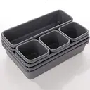 WhereHike Boîtes organisatrices pour tiroirs avec système de séparateurs intégrés et ajustables en plastique - Gris charbon image 0