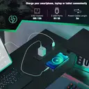 HOMCOM L Shaped Gaming Desk with LED Lights, Power Outlet, USB Charging Ports, 107cm Reversible Corner Computer Desk with Storage Shelves, Monitor Stand for Home Office, Small Space, Black image 4