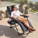 Outsunny Zero Gravity Chair, Folding Adjustable Sun Lounger Garden Recliner with Arm Pads, Cushion, Cup Holder and Headrest,  image 1