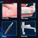 HOMCOM Gaming Chair for Adults with Cat Ears, Faux Leather Reclining Computer Chair with Footrest, Lumbar Support and Headrest, Height Adjustable Swivel Seat, Pink image 7