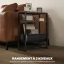 HOMCOM Table d'appoint bout de canapé table d'entrée avec étagère et porte-revues structure en acier design industriel - 43l x 18P x 56H cm noir marron foncé image 6