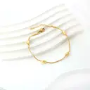 18K Gold Plated Stainless Steel Oval Bead Charm Bracelet, Minimalist Dainty Link Chain for Women (17+3cm) image 3