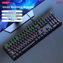 Rexsun T17 100% Wired Mechanical Keyboard, QWERTY US layout, 104 Keys, RGB Backlight, USB Wired, Anti-Ghosting, Ergonomic Design, Compatible with Windows & Mac, Black, T17 image 1