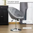 HOMCOM Swivel Dressing Stool, Velvet-feel Upholstered Vanity Chair, Adjustable Height Tub Makeup Chair with Button Tufting and Thick Padding for Bedroom, Grey image 5