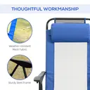 Outsunny Folding Garden Chairs Set of 2, 5-Position Recliner Camping Chair with High Back, All Weather Texteline Seat, Portable Outdoor Dining Chairs with Headrests for Patio, Picnic, Blue image 5