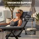 Outsunny Zero Gravity Chair, Folding Adjustable Sun Lounger Garden Recliner with Arm Pads, Cushion, Cup Holder and Headrest,  image 6