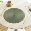 White Label  PP Single-color PlacematGrass Green，Set of 6 Round Braided Placemats Table Mats for Dining Tables Washable Non-Slip Place Mats 15 inch for Home Decoration image 1